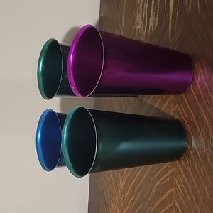 Vintage mid century aluminum tumblers set of 4